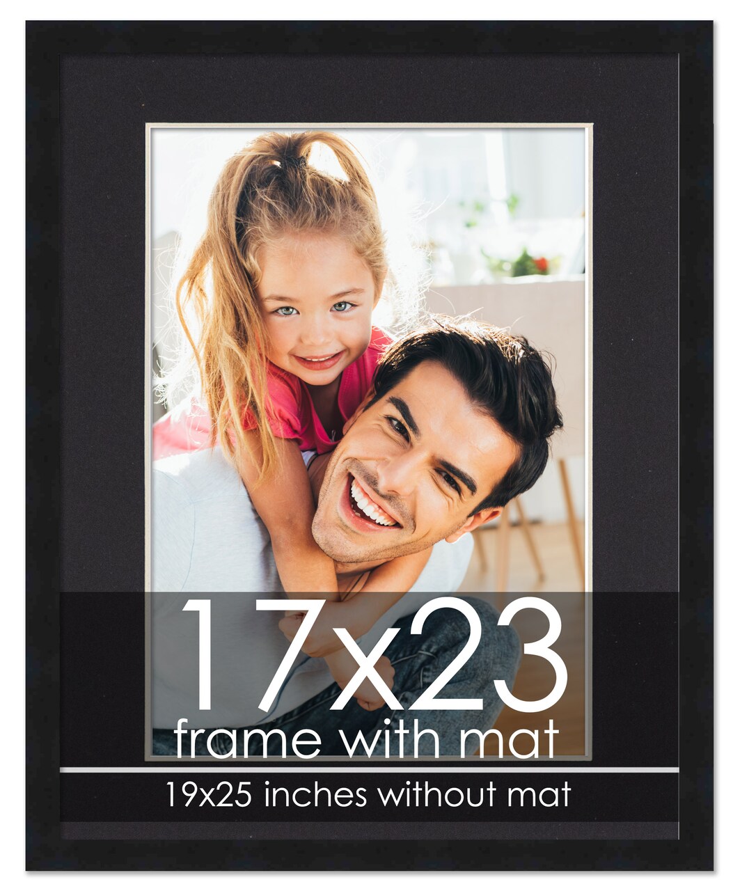 17x23 Frame with Mat - Black 19x25 Frame Wood Made to Display Print or Poster Measuring 17 x 23 Inches with Black Photo Mat